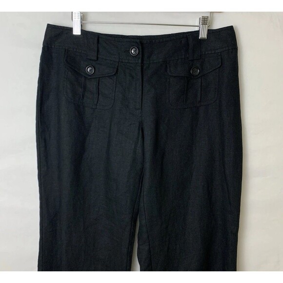 Michael Kors Women's Black Linen Cargo Capri Pants Size 8 Drawstring Hem Beach - Picture 4 of 8